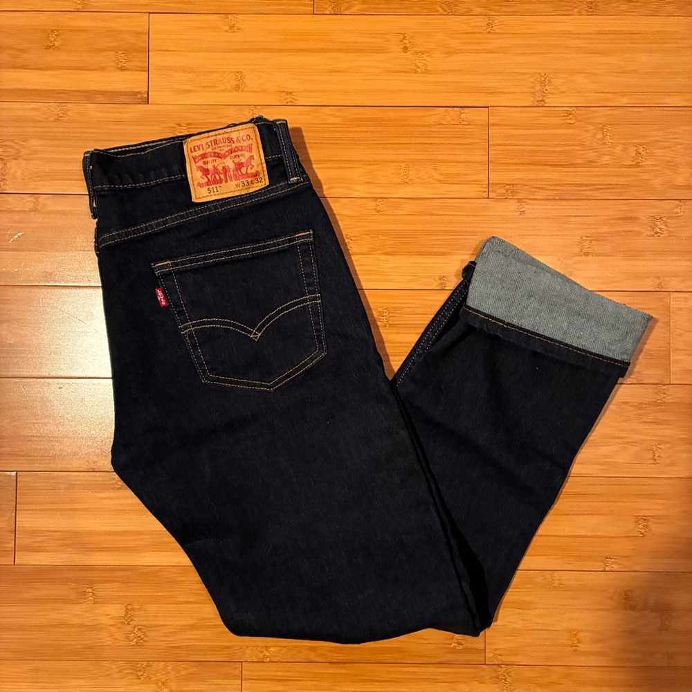 Levi's 511 Classic Dark Blue Jeans 33x32 worn once Rockabilly  Retro